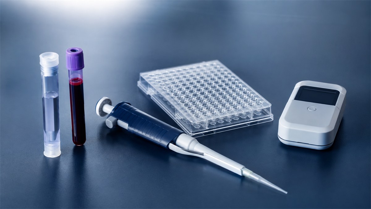 Five laboratory sampling and measurement tools arranged on a bench.